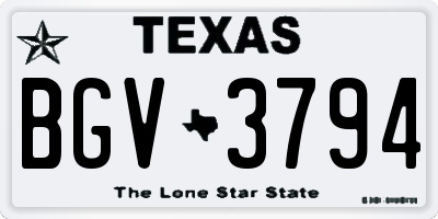 TX license plate BGV3794