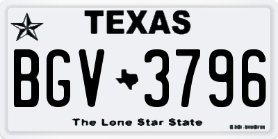 TX license plate BGV3796