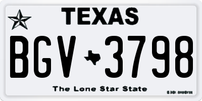 TX license plate BGV3798