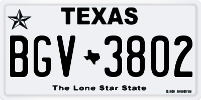 TX license plate BGV3802