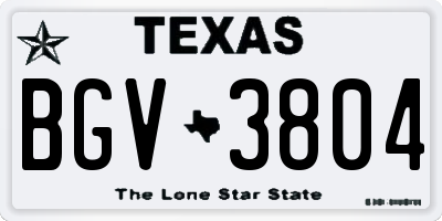 TX license plate BGV3804