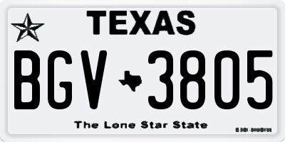 TX license plate BGV3805