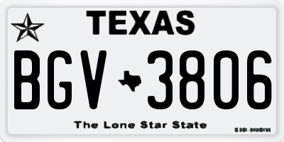 TX license plate BGV3806