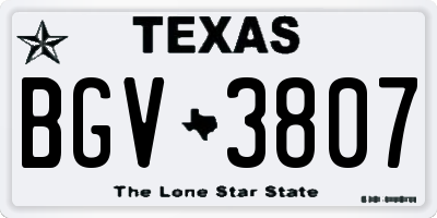 TX license plate BGV3807