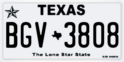 TX license plate BGV3808
