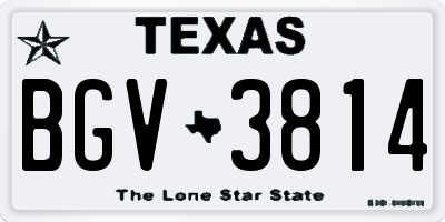 TX license plate BGV3814