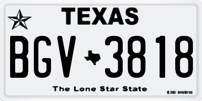 TX license plate BGV3818