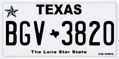 TX license plate BGV3820