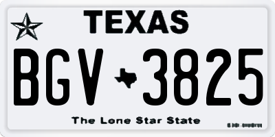 TX license plate BGV3825