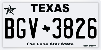 TX license plate BGV3826