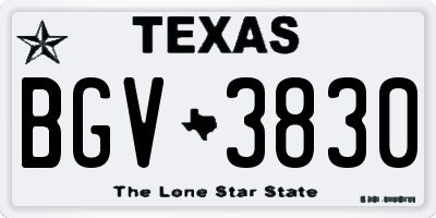 TX license plate BGV3830