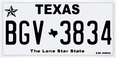 TX license plate BGV3834