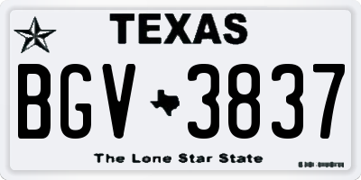 TX license plate BGV3837