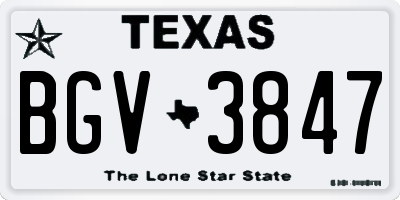 TX license plate BGV3847