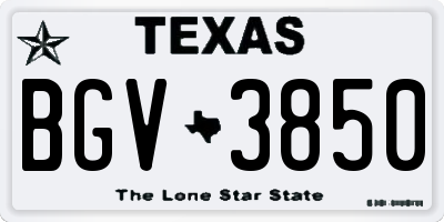 TX license plate BGV3850