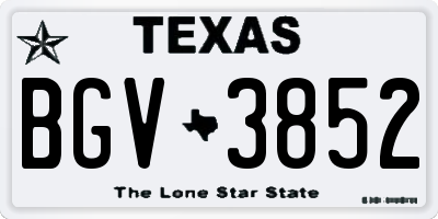 TX license plate BGV3852