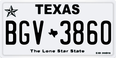 TX license plate BGV3860
