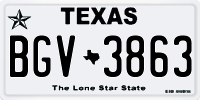 TX license plate BGV3863