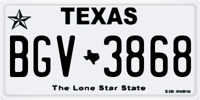 TX license plate BGV3868