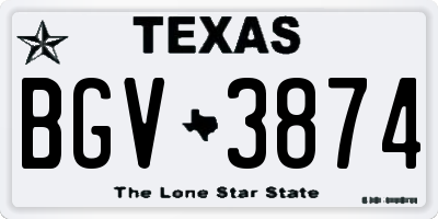 TX license plate BGV3874