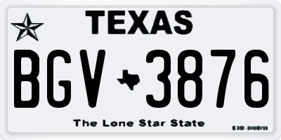 TX license plate BGV3876