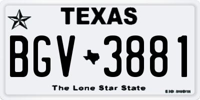 TX license plate BGV3881