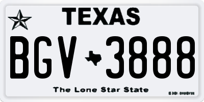 TX license plate BGV3888