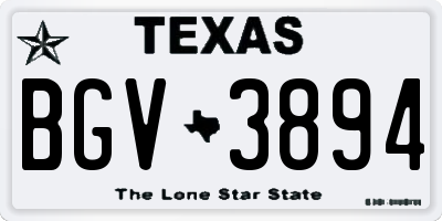 TX license plate BGV3894