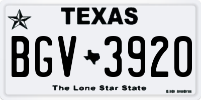 TX license plate BGV3920