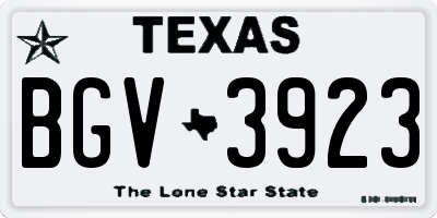 TX license plate BGV3923