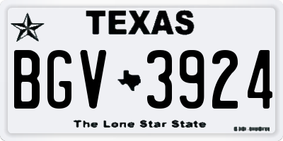 TX license plate BGV3924