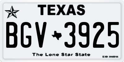 TX license plate BGV3925