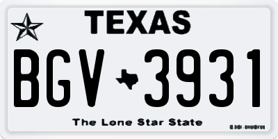 TX license plate BGV3931