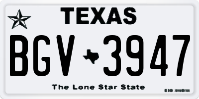 TX license plate BGV3947