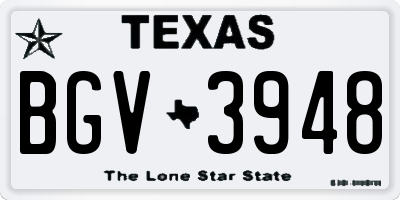 TX license plate BGV3948