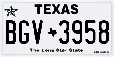 TX license plate BGV3958