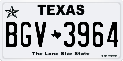 TX license plate BGV3964