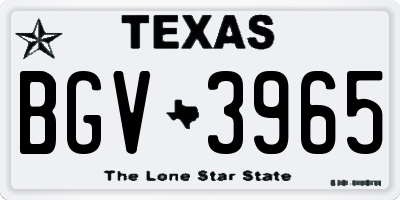 TX license plate BGV3965