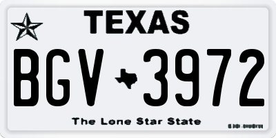 TX license plate BGV3972
