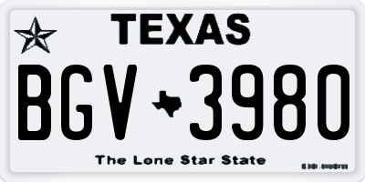 TX license plate BGV3980