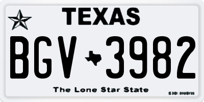 TX license plate BGV3982