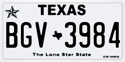 TX license plate BGV3984