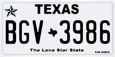 TX license plate BGV3986