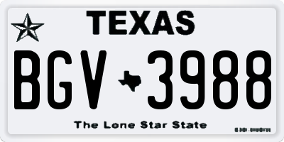 TX license plate BGV3988