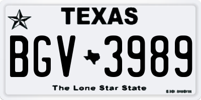 TX license plate BGV3989