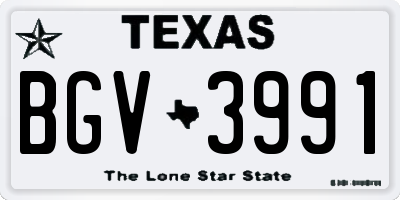 TX license plate BGV3991