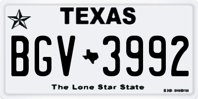 TX license plate BGV3992