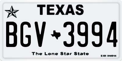 TX license plate BGV3994