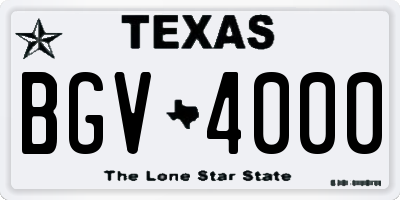 TX license plate BGV4000