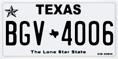 TX license plate BGV4006